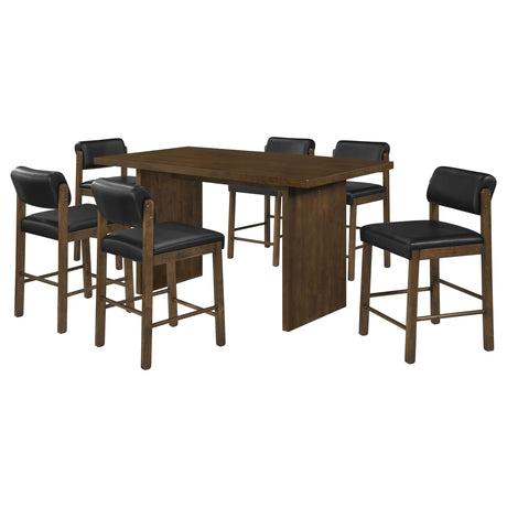 Decker Walnut / Black 7-Piece 70-inch Rectangular Counter Height Set from Coaster - Luna Furniture