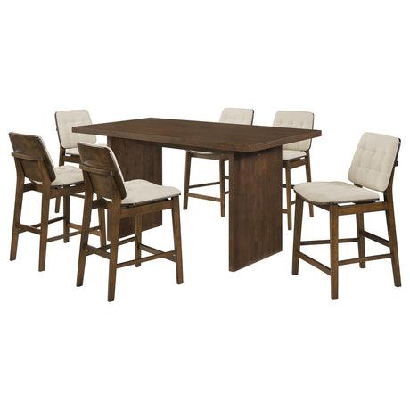 Decker Walnut / Cream 7-Piece 70-inch Rectangular Counter Height Dining Set from Coaster - Luna Furniture