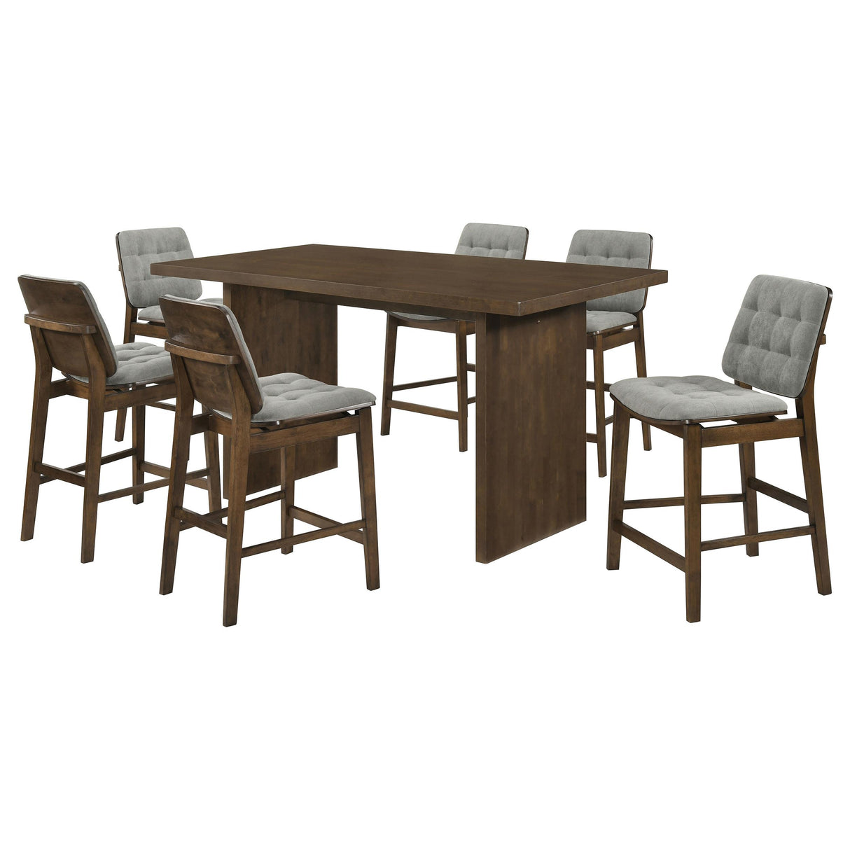 Decker Walnut / Gray 7-Piece 70-inch Rectangular Counter Height Set from Coaster - Luna Furniture