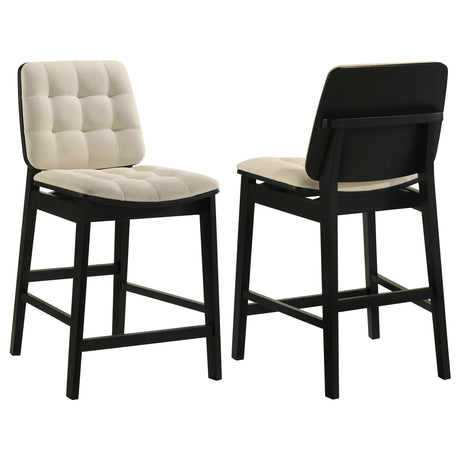 Redbridge Black / Cream Velvet Upholstered Counter Chair, Set of 2 from Coaster - Luna Furniture