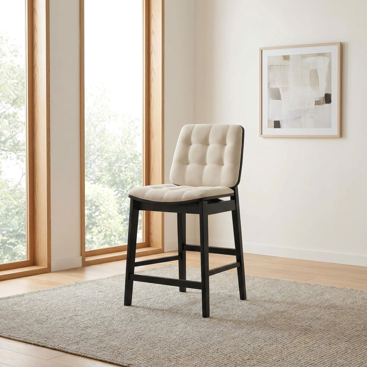 Redbridge Black / Cream Velvet Upholstered Counter Chair, Set of 2 from Coaster - Luna Furniture