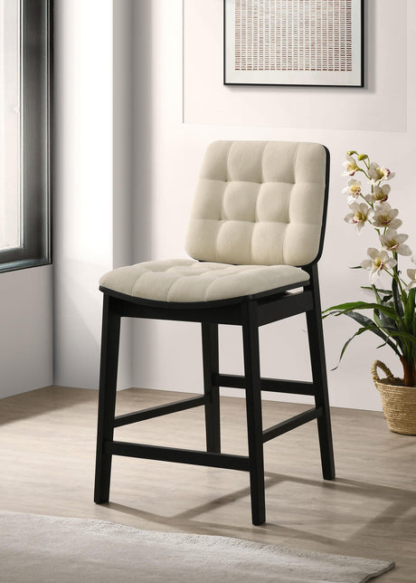 Redbridge Black / Cream Velvet Upholstered Counter Chair, Set of 2 from Coaster - Luna Furniture