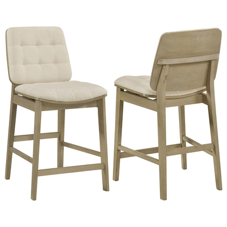 Redbridge Cream and Natural Oak Velvet Upholstered Counter Chair, Set of 2 from Coaster - Luna Furniture