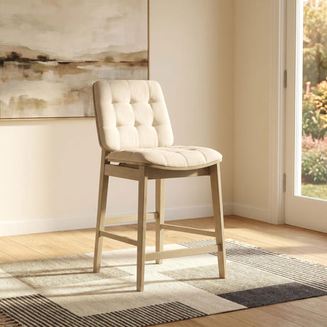 Redbridge Cream and Natural Oak Velvet Upholstered Counter Chair, Set of 2 from Coaster - Luna Furniture