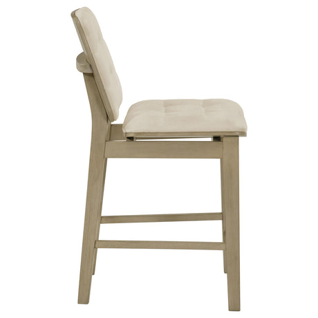 Redbridge Cream and Natural Oak Velvet Upholstered Counter Chair, Set of 2 from Coaster - Luna Furniture