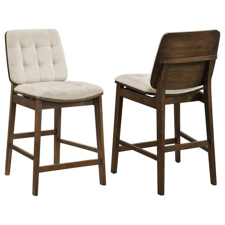 Redbridge Walnut / Cream Velvet Upholstered Counter Chair, Set of 2 from Coaster - Luna Furniture