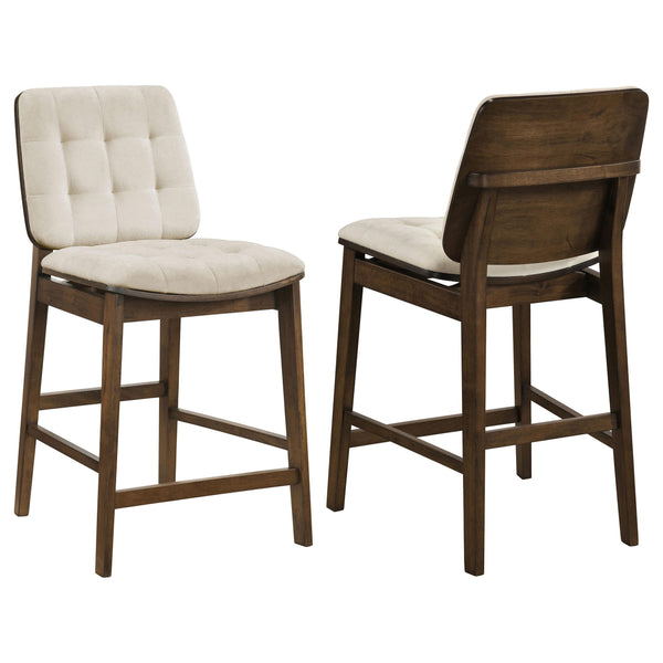 Redbridge Walnut / Cream Velvet Upholstered Counter Chair, Set of 2