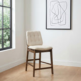 Redbridge Walnut / Cream Velvet Upholstered Counter Chair, Set of 2 from Coaster - Luna Furniture