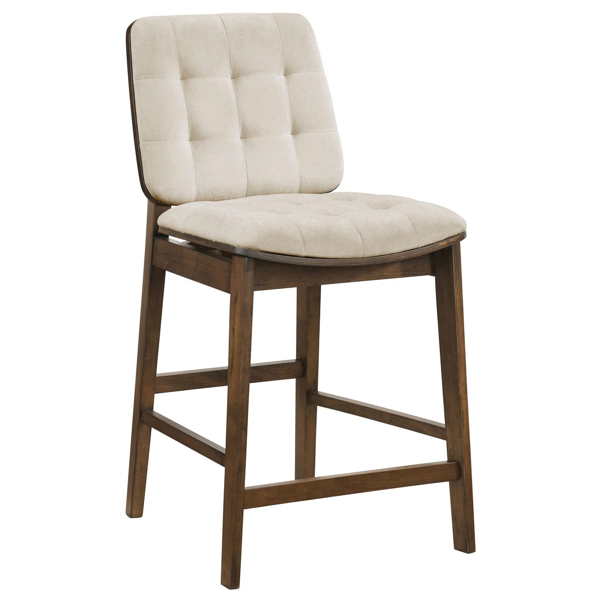 Redbridge Walnut / Cream Velvet Upholstered Counter Chair, Set of 2 from Coaster - Luna Furniture