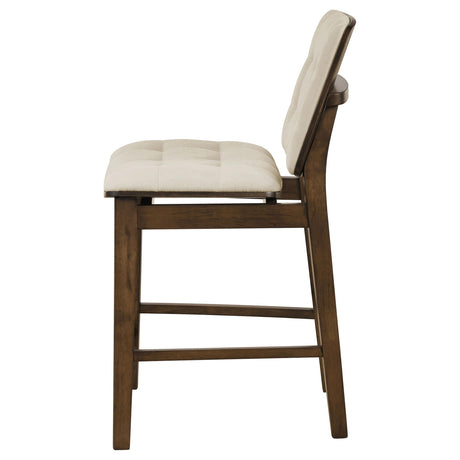 Redbridge Walnut / Cream Velvet Upholstered Counter Chair, Set of 2 from Coaster - Luna Furniture