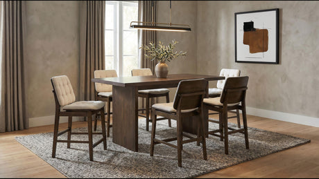 Redbridge Walnut / Cream Velvet Upholstered Counter Chair, Set of 2 from Coaster - Luna Furniture