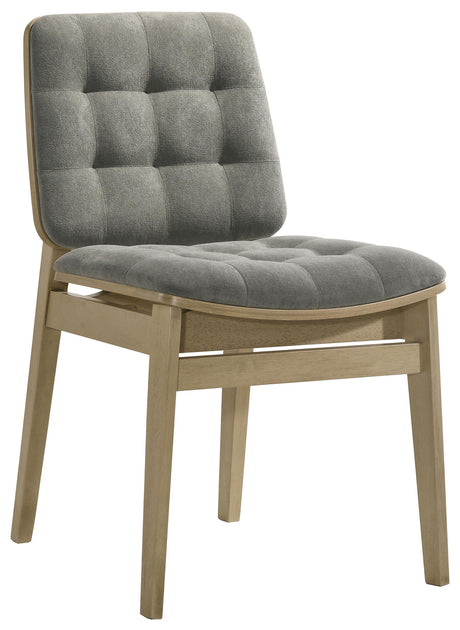 Redbridge Gray/Natural Oak Velvet Upholstered Side Chair, Set of 2 from Coaster - Luna Furniture
