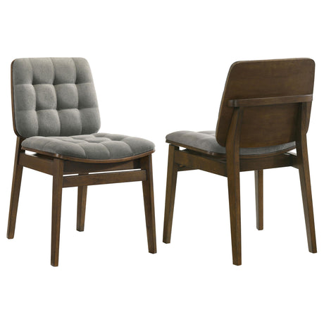 Redbridge Walnut/ Gray Velvet Upholstered Side Chair, Set of 2 from Coaster - Luna Furniture