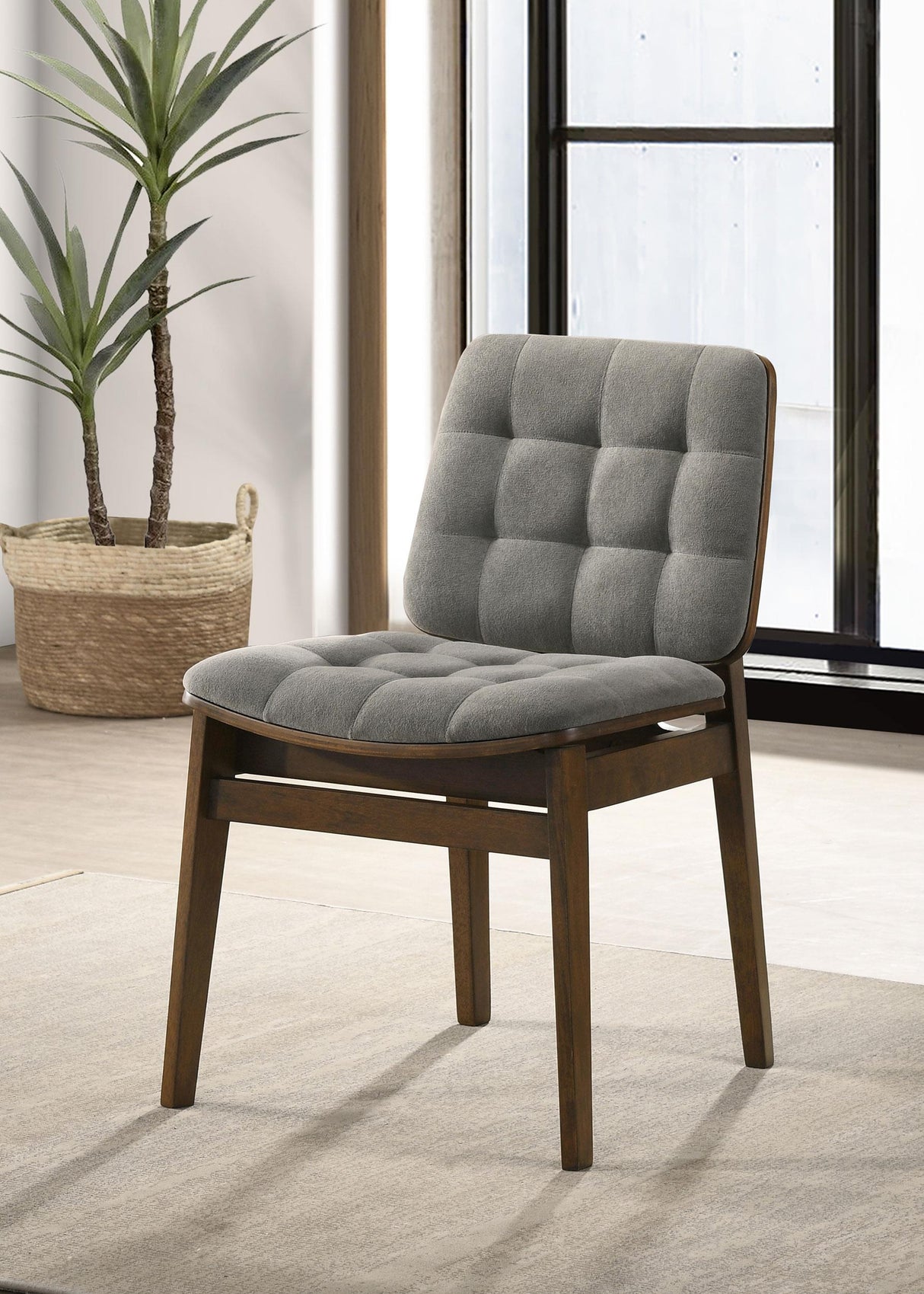 Redbridge Walnut/ Gray Velvet Upholstered Side Chair, Set of 2 from Coaster - Luna Furniture