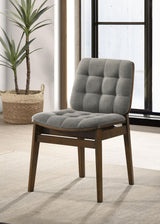 Redbridge Walnut/ Gray Velvet Upholstered Side Chair, Set of 2 from Coaster - Luna Furniture