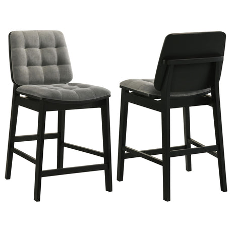 Redbridge Black / Gray Velvet Upholstered Counter Chair, Set of 2 from Coaster - Luna Furniture