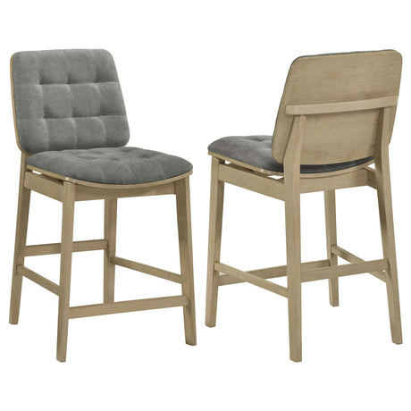 Redbridge Gray and Natural Oak Velvet Upholstered Counter Chair, Set of 2 from Coaster - Luna Furniture