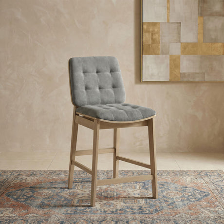 Redbridge Gray and Natural Oak Velvet Upholstered Counter Chair, Set of 2 from Coaster - Luna Furniture