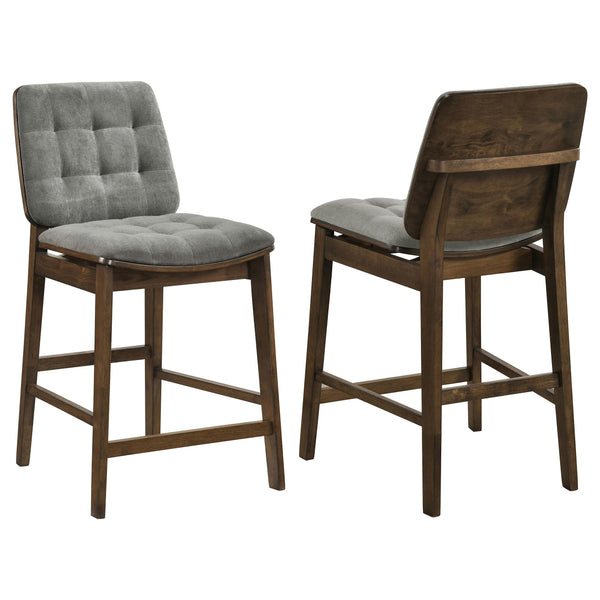 Redbridge Walnut / Gray Velvet Upholstered Counter Chair, Set of 2