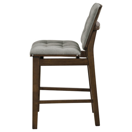 Redbridge Walnut / Gray Velvet Upholstered Counter Chair, Set of 2 from Coaster - Luna Furniture