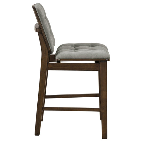 Redbridge Walnut / Gray Velvet Upholstered Counter Chair, Set of 2 from Coaster - Luna Furniture