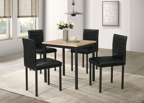 Garza Greige Oak and Black 5-piece Space Saving Rectangular Dining Set from Coaster - Luna Furniture
