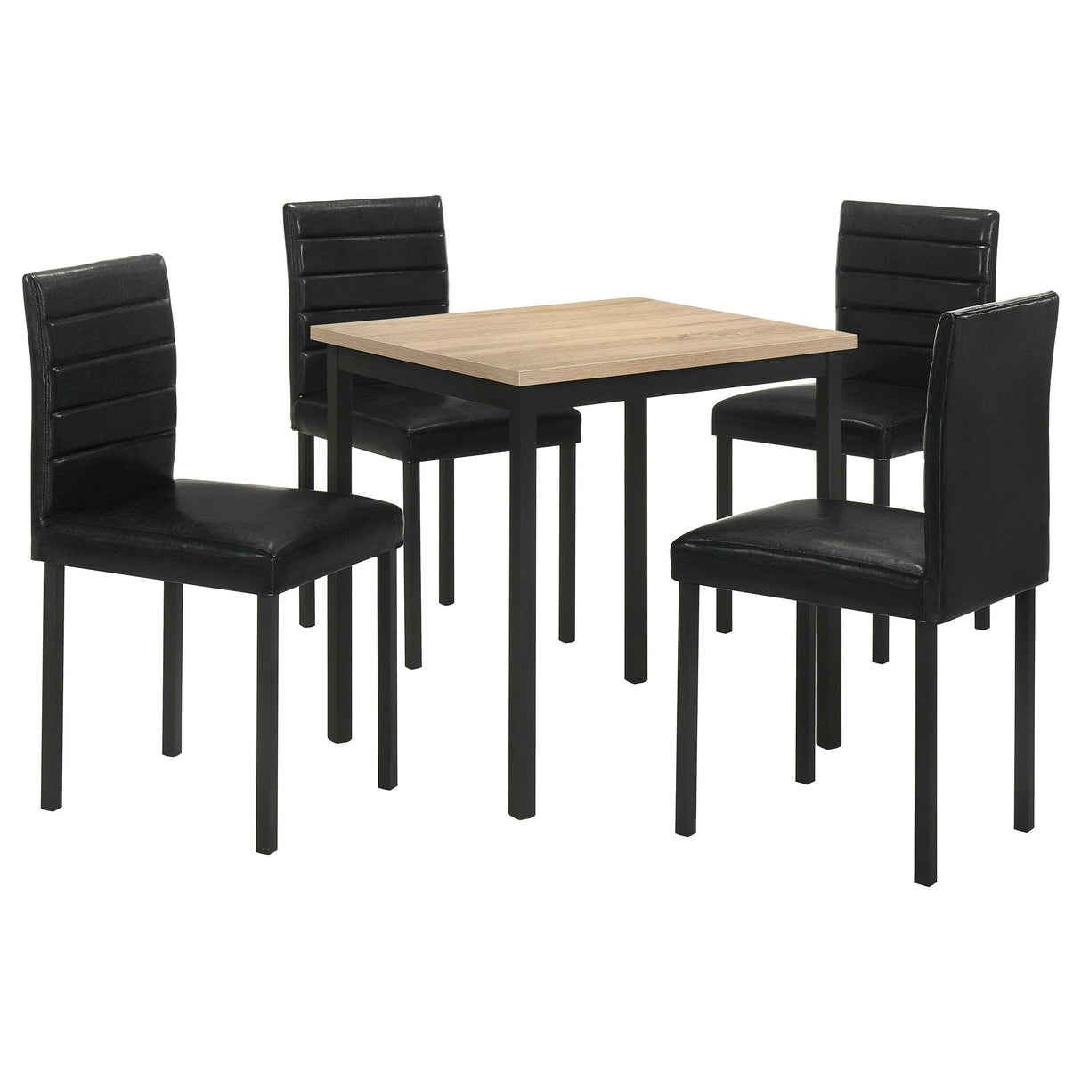 Garza Greige Oak and Black 5-piece Space Saving Rectangular Dining Set from Coaster - Luna Furniture