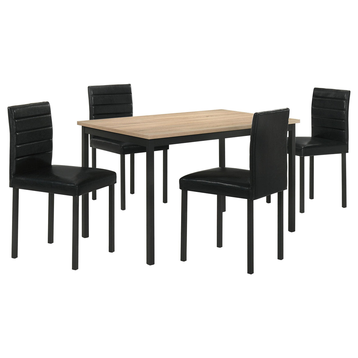 Garza Greige Oak and Black 5-piece Rectangular Dining Set from Coaster - Luna Furniture
