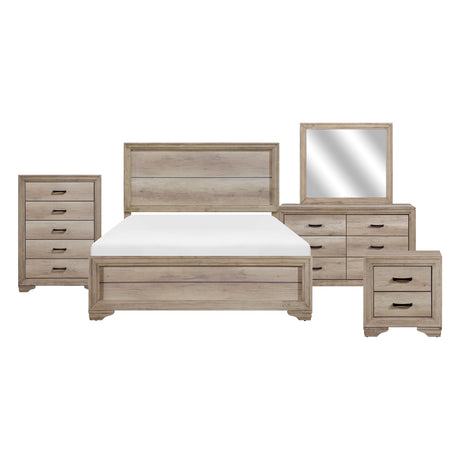 Lonan Natural 5-Piece Bedroom Set (Queen Bed, Nightstand, Dresser, Mirror, Chest) from Homelegance - Luna Furniture