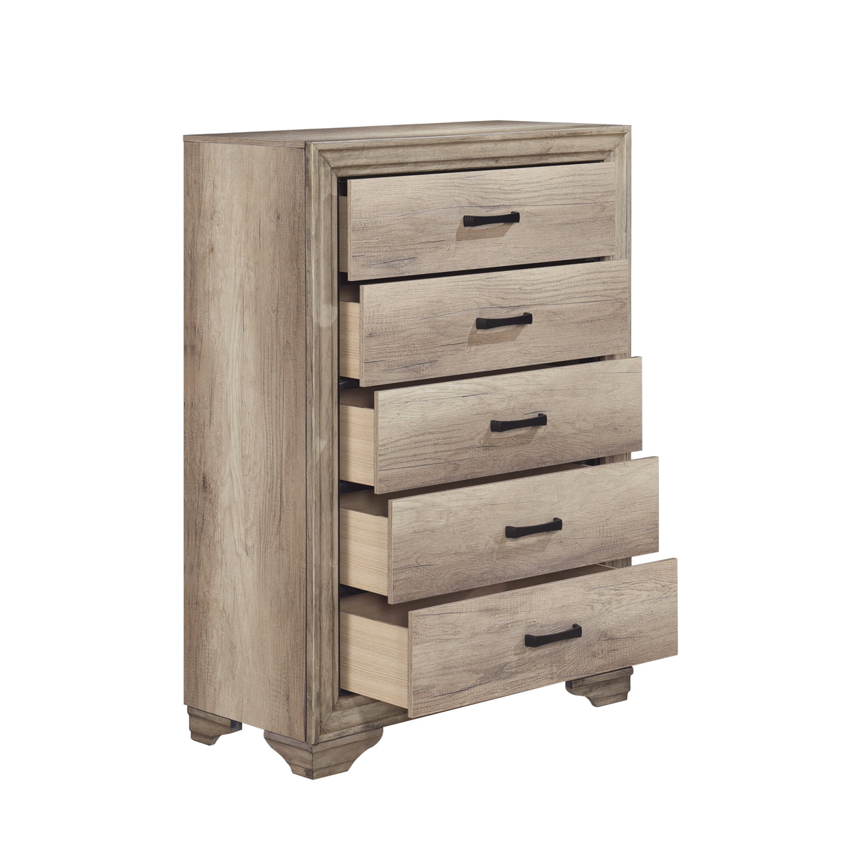 Lonan Natural 5-Piece Bedroom Set (Queen Bed, Nightstand, Dresser, Mirror, Chest) from Homelegance - Luna Furniture