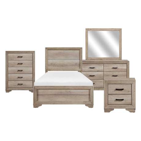 Lonan Natural 5-Piece Youth Bedroom Set (Twin Bed, Nightstand, Dresser, Mirror, Chest) from Homelegance - Luna Furniture