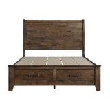 Jerrick Burnished Brown Queen Sleigh Platform Bed with Footboard Storage from Homelegance - Luna Furniture