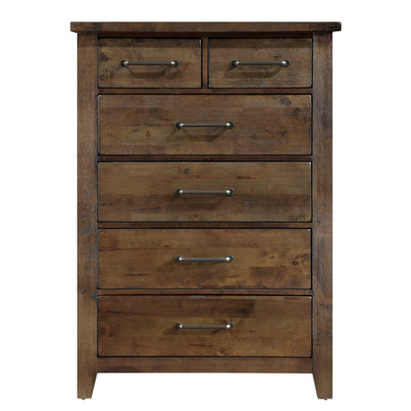 Jerrick Burnished Brown 4-Piece Queen Sleigh Storage Platform Bedroom Set (Queen Bed, Nightstand, Dresser, Mirror) from Homelegance - Luna Furniture