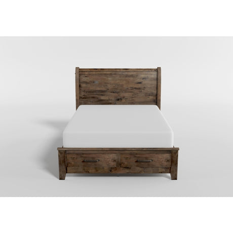 Jerrick Burnished Brown Eastern King Sleigh Platform Bed with Footboard Storage from Homelegance - Luna Furniture