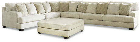Rawcliffe Parchment 4-Piece Sectional with Ottoman from Ashley Furniture - Luna Furniture
