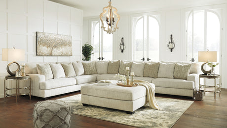 Rawcliffe Parchment 4-Piece Sectional with Ottoman from Ashley Furniture - Luna Furniture