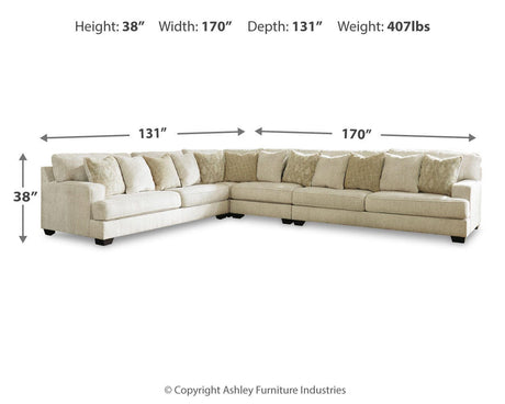 Rawcliffe Parchment 4-Piece Sectional from Ashley Furniture - Luna Furniture