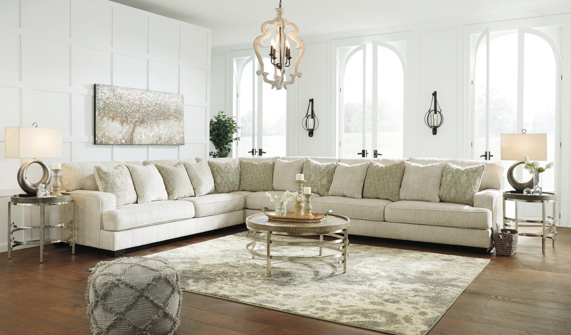 Rawcliffe Parchment 4-Piece Sectional – Luna Furniture