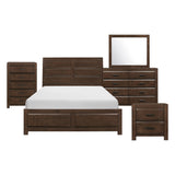 Erwan Espresso 5-Piece Bedroom Set (Queen Bed, Nightstand, Dresser, Mirror, Chest) from Homelegance - Luna Furniture