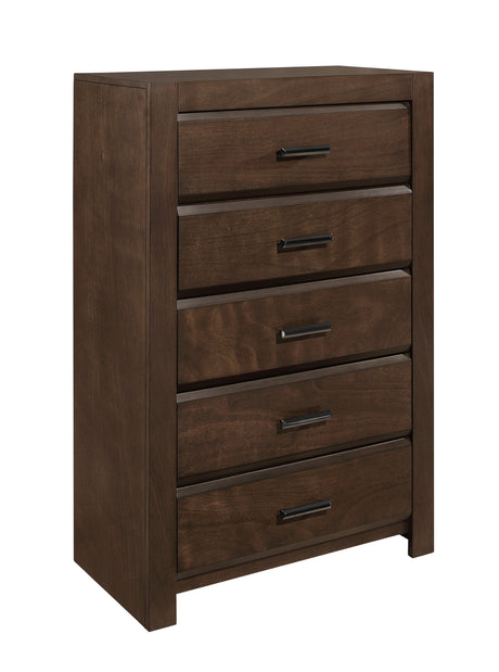 Erwan Espresso 5-Piece Bedroom Set (Queen Bed, Nightstand, Dresser, Mirror, Chest) from Homelegance - Luna Furniture