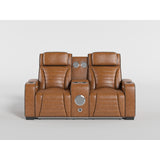 Cyber Black Power Double Reclining Loveseat with Center Console ,Cup Holders, Wireless Speakers with Sub-Woofer and LED Lighting from Homelegance - Luna Furniture