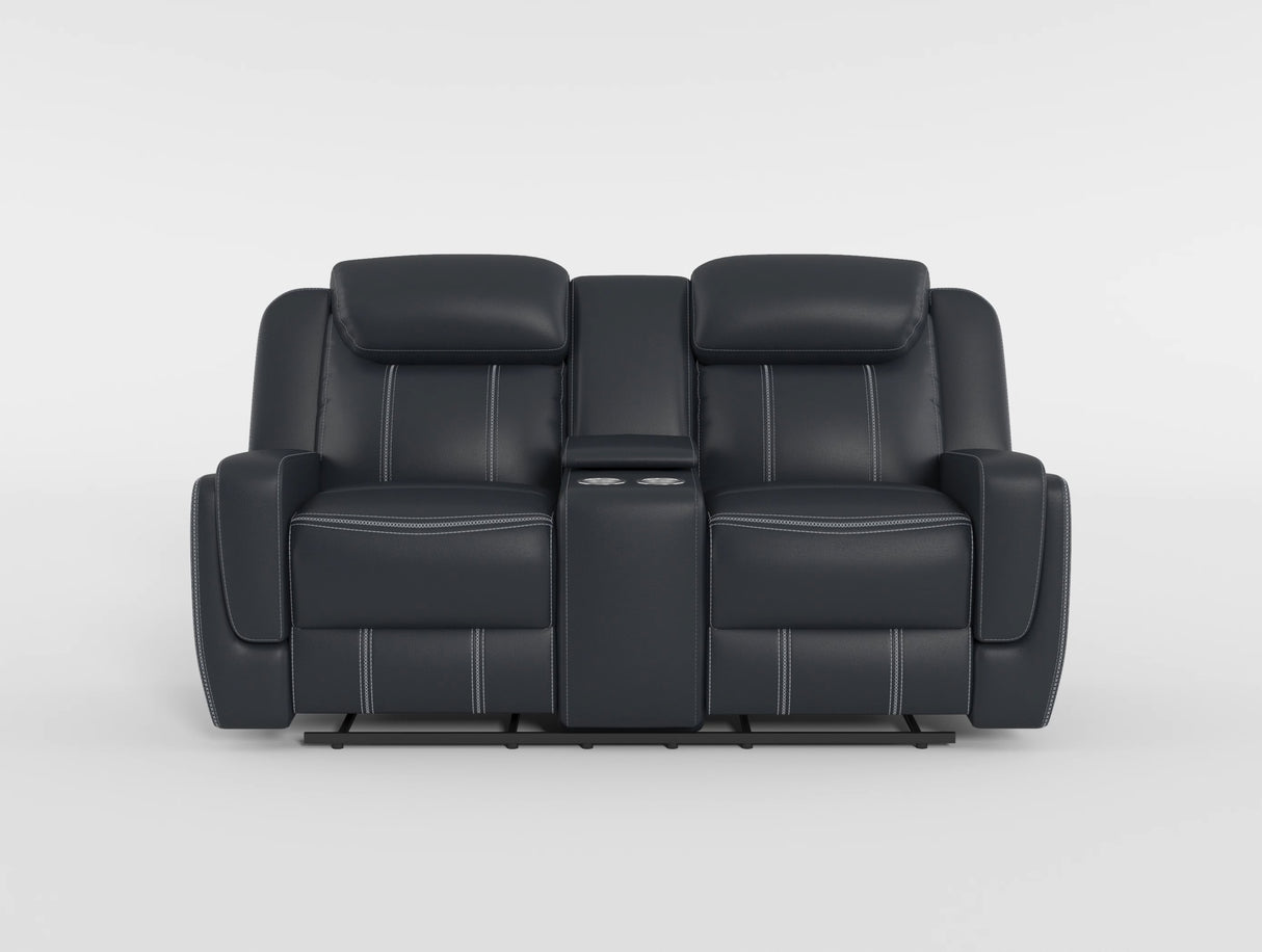 Littleton Black Double Reclining Loveseat with Center Console from Homelegance - Luna Furniture