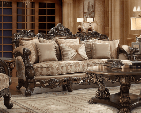 HD-2658 Metallic Antique Gold/Perfect Brown 3-Piece Living Room Set from Homey Design - Luna Furniture