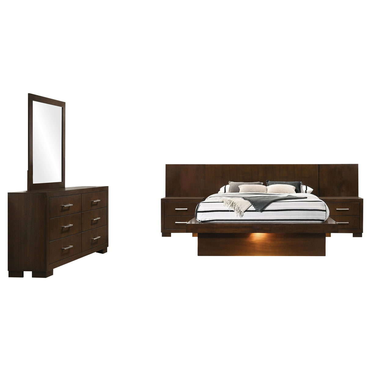 Jessica Cappuccino 6-Piece Eastern King Bedroom Set with Nightstand Panels from Coaster - Luna Furniture