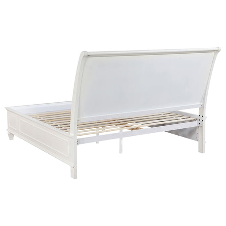Sandy Beach White 4-Piece Eastern King Storage Bedroom Set with Sleigh Headboard from Coaster - Luna Furniture