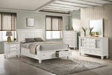 Sandy Beach White 5-Piece Eastern King Storage Bedroom Set with Sleigh Headboard from Coaster - Luna Furniture