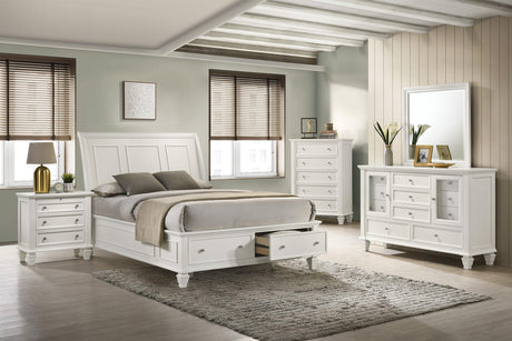 Sandy Beach White 5-Piece Eastern King Storage Bedroom Set with Sleigh Headboard from Coaster - Luna Furniture