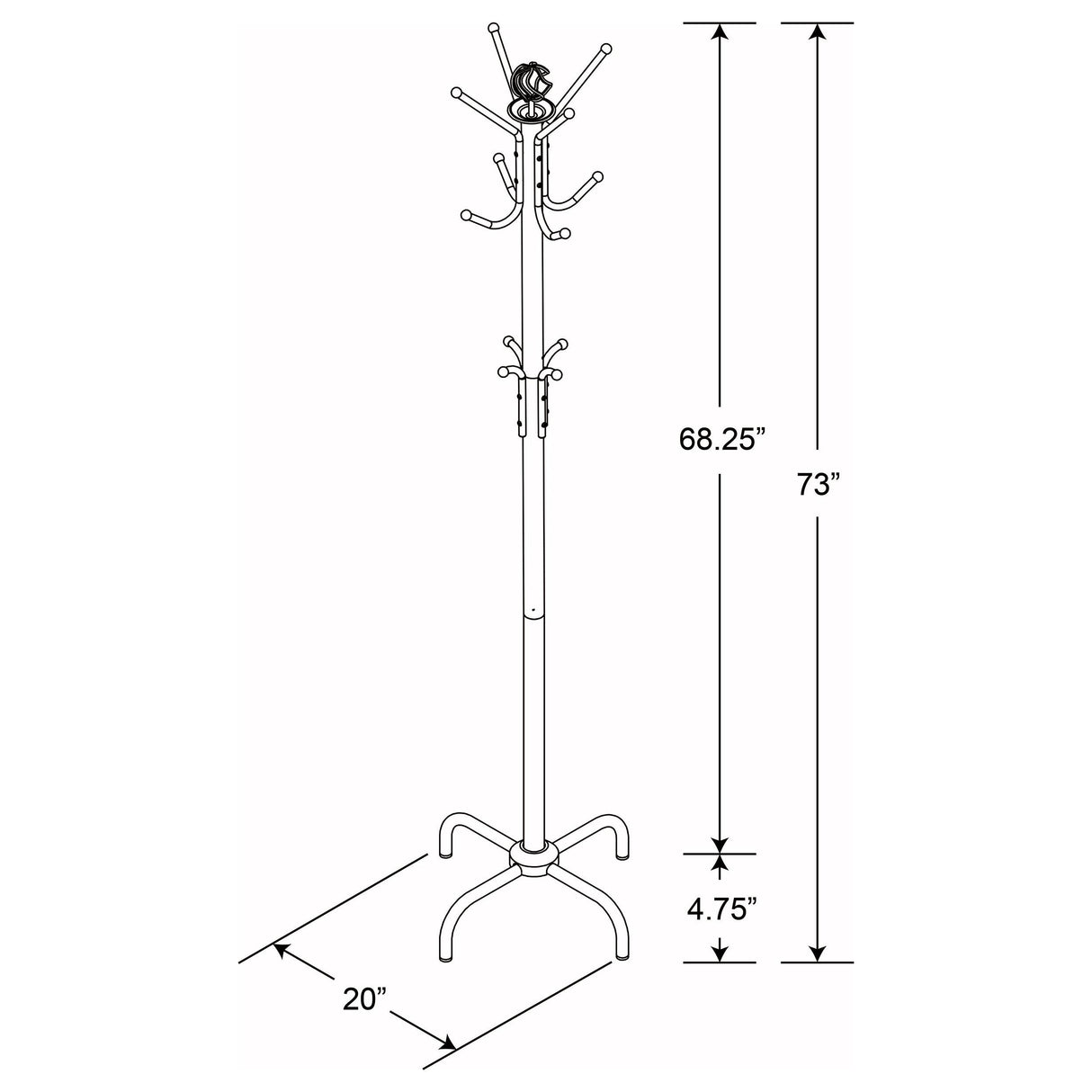Collier Black 12-Hook Coat Rack from Coaster - Luna Furniture