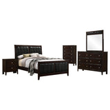 Carlton Cappuccino and Black 5-Piece Full Upholstered Bedroom Set from Coaster - Luna Furniture