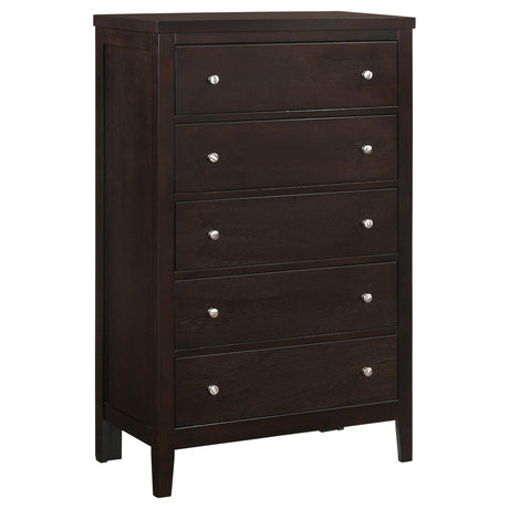 Carlton Cappuccino and Black 5-Piece Full Upholstered Bedroom Set from Coaster - Luna Furniture